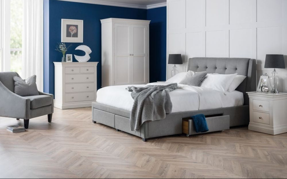 Clermont White 2 Drawer Bedside Cabinet