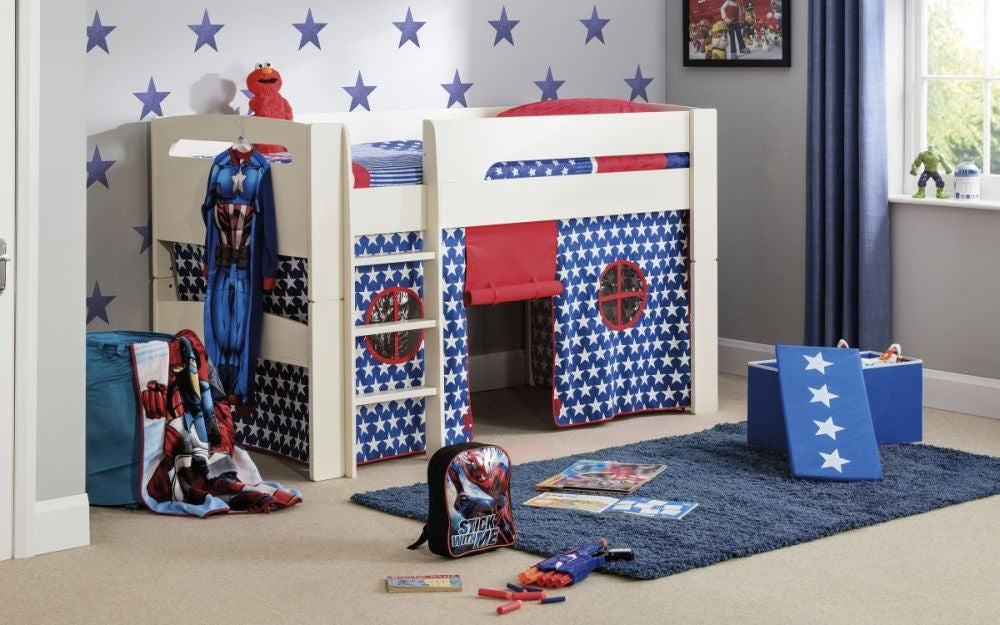 Pluto Stone White Midsleeper Bed