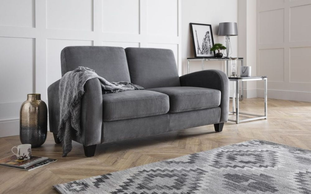 Vivo Dusk Grey Chenille Fabric 3 Seater Sofa