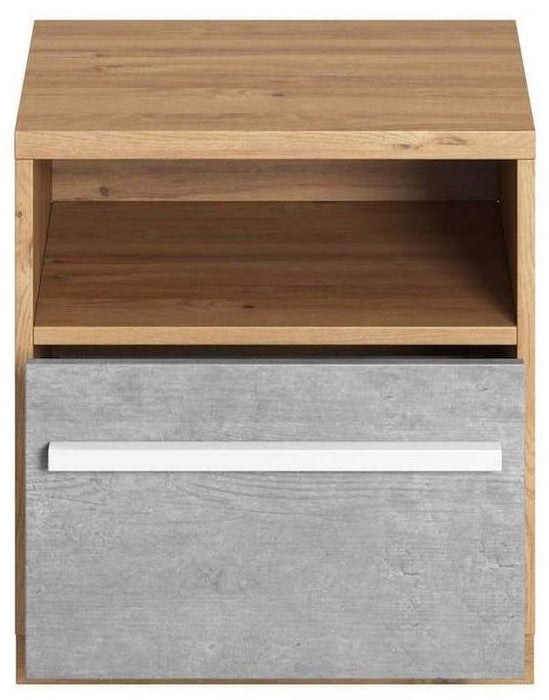 Plano Oak and Faux Concrete Bedside Table