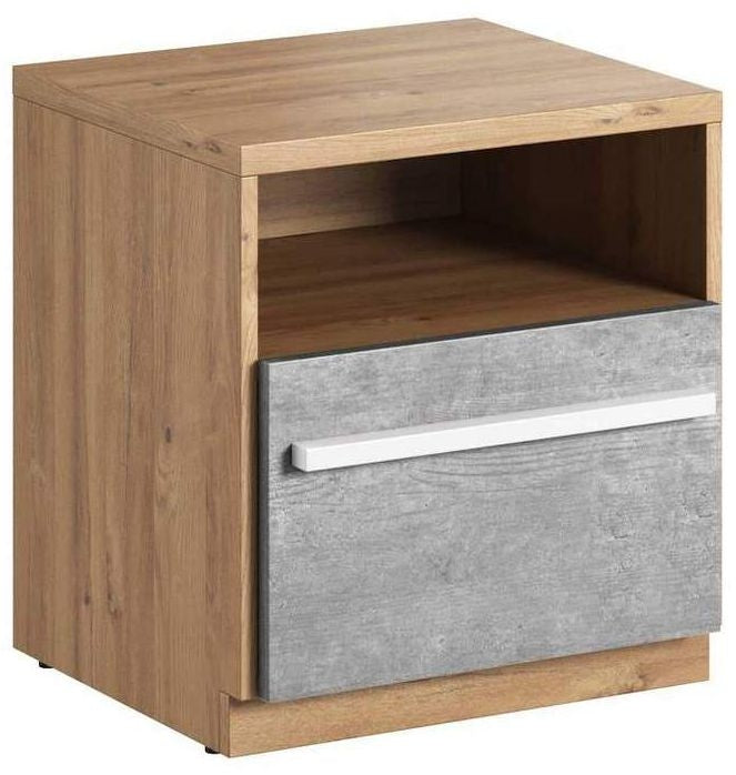Plano Oak and Faux Concrete Bedside Table