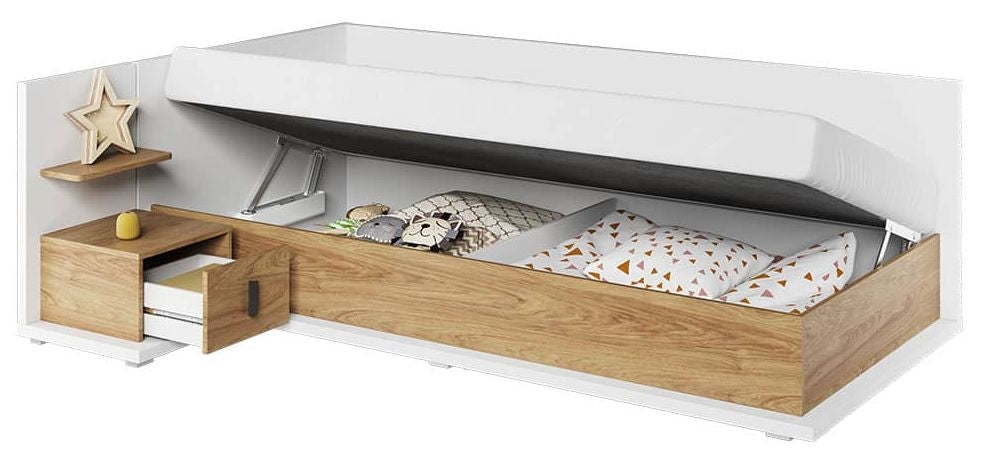 Massi Natural and White Bedside Table