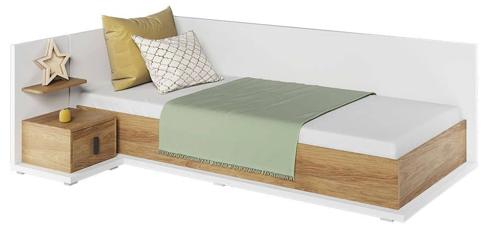 Massi Natural and White Bedside Table
