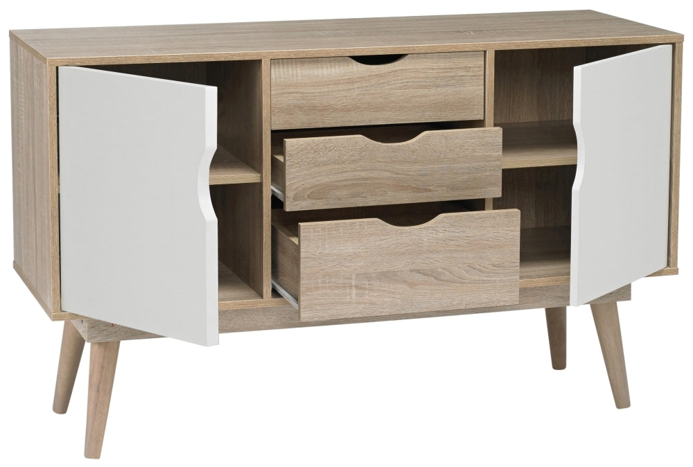 Scandi Oak 2 Door Sideboard - White