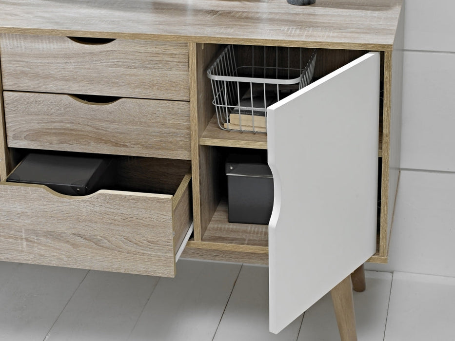 Scandi Oak 2 Door Sideboard - White