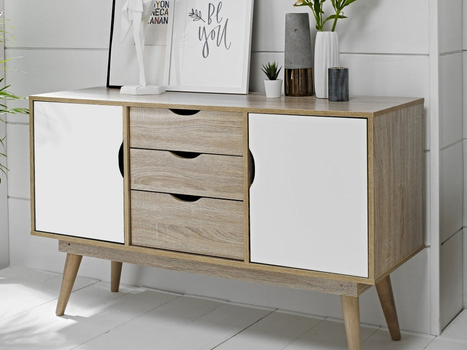Scandi Oak 2 Door Sideboard - White