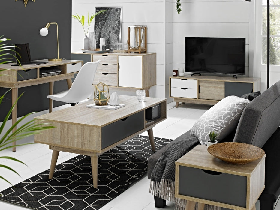 Scandi Oak Lamp Table - Grey