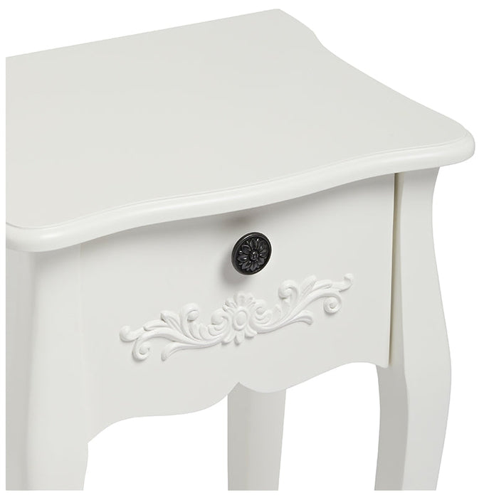 Antoinette French Style White 1 Drawer Bedside Cabinet