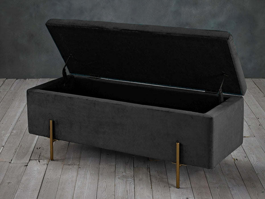 Lola Grey Velvet Fabric Ottoman Bench