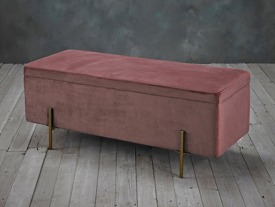 Lola Pink Velvet Fabric Ottoman Bench