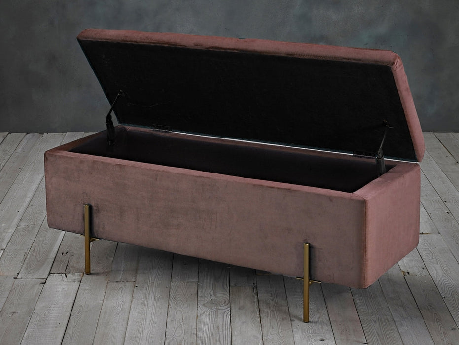 Lola Pink Velvet Fabric Ottoman Bench