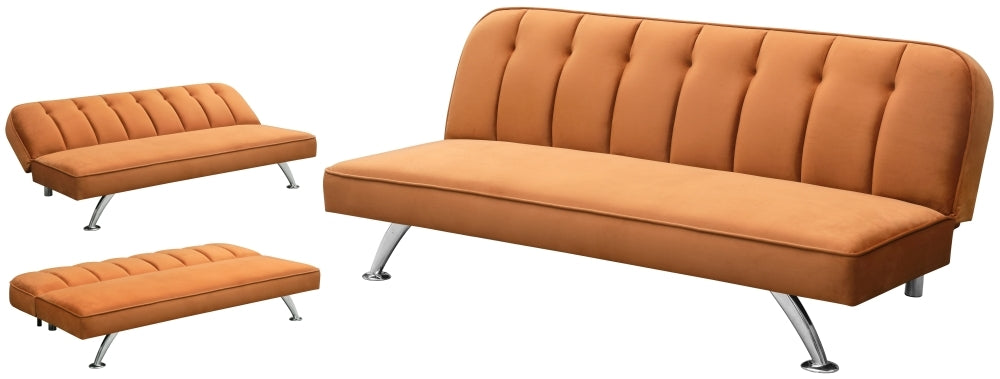 Brighton Orange Velvet Sofabed
