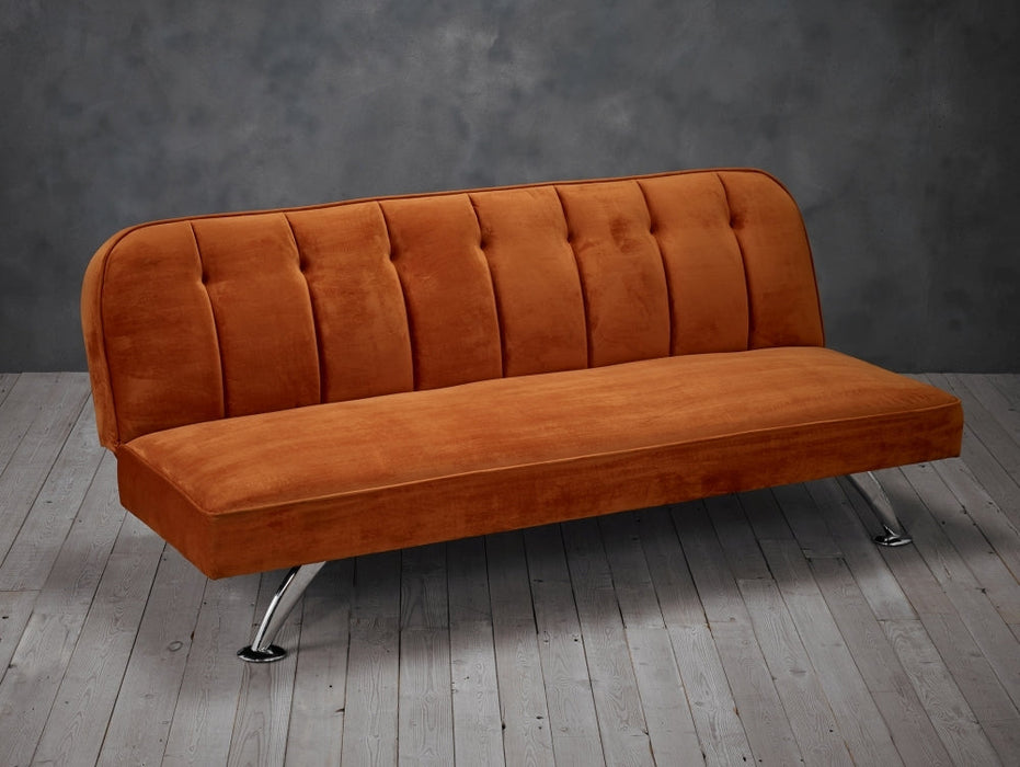Brighton Orange Velvet Sofabed