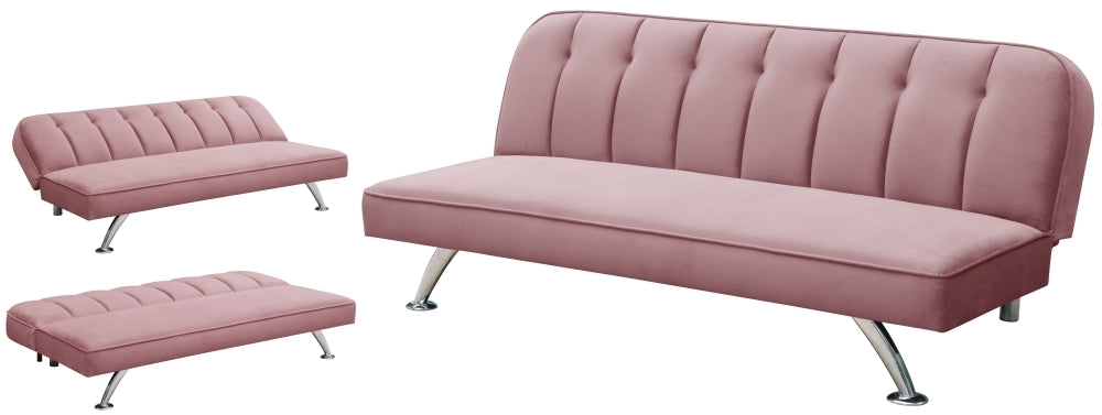 Brighton Pink Velvet Sofabed