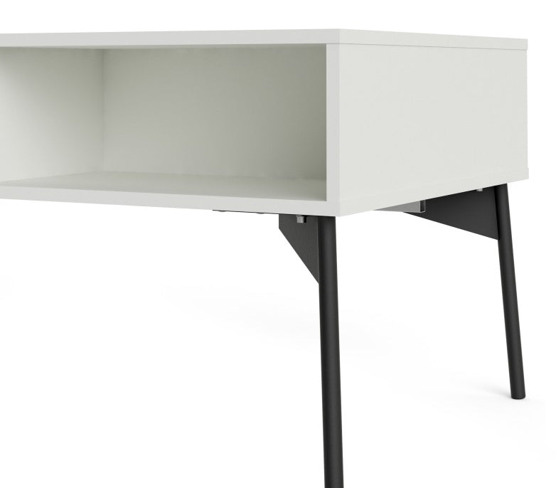 Fur Coffee Table with 1 Drawer in Grey and White