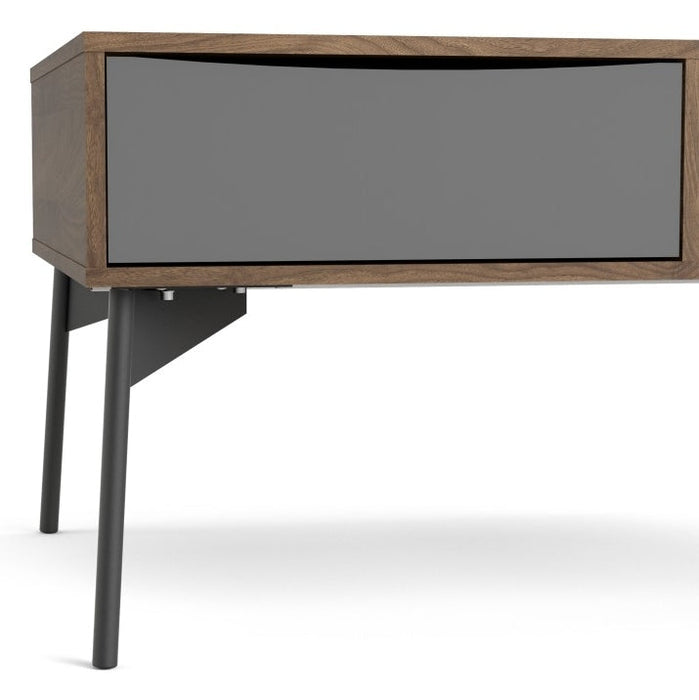 Fur Coffee Table with 1 Drawer in Grey, White and Walnut