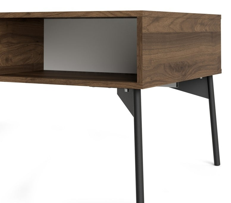 Fur Coffee Table with 1 Drawer in Grey, White and Walnut