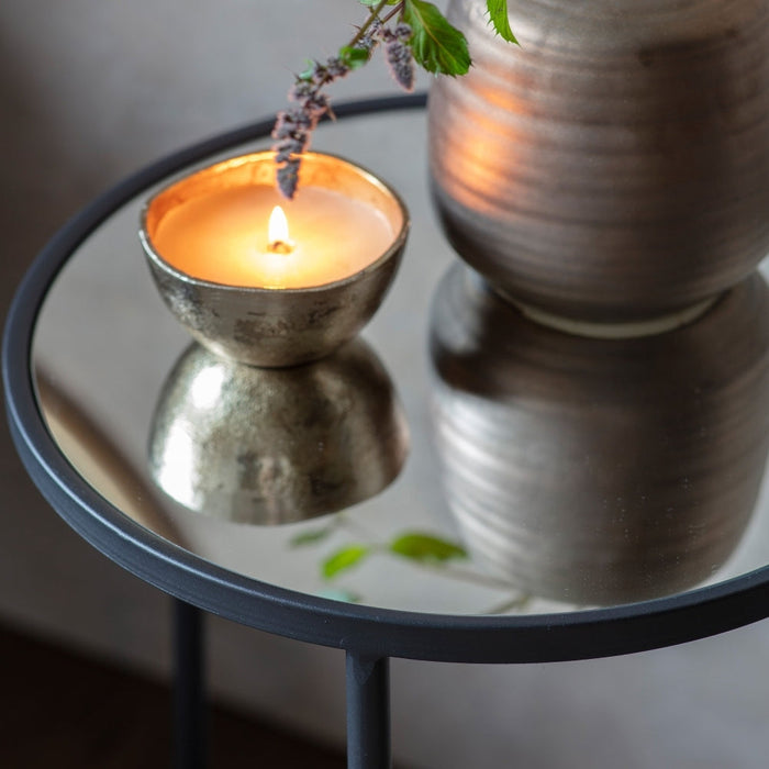 Riding Glass and Metal Side Table