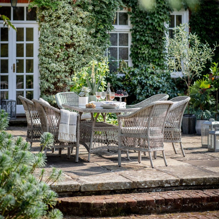 Menton Stone Oval Outdoor Garden Dining Set
