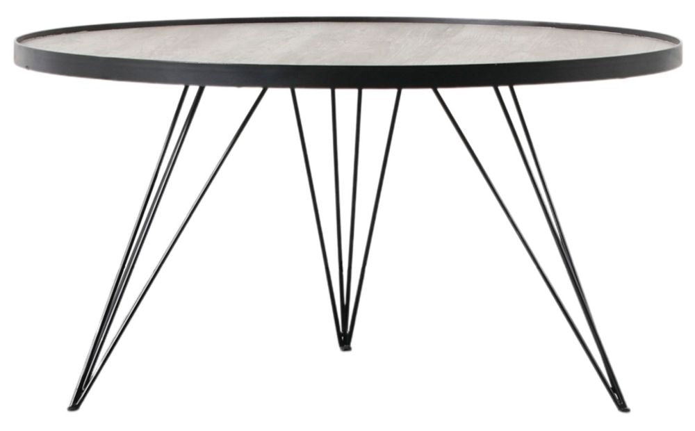 Tufnell Black Metal Round Hairpin Legs 80cm Coffee Table