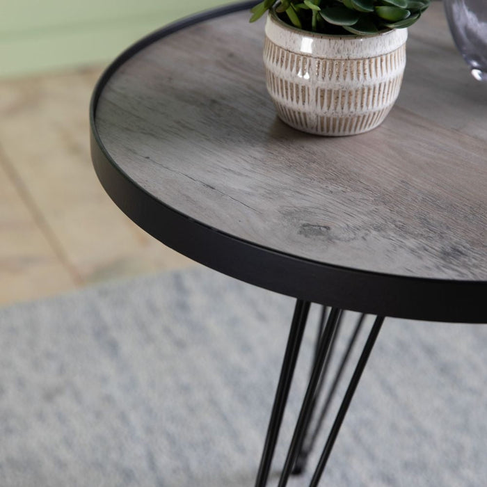 Tufnell Black Metal Round Hairpin Legs Side Table