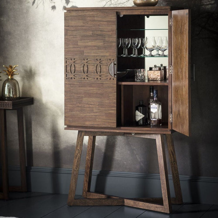 Boho Retreat Chocolate Wood Drinks Cabinet