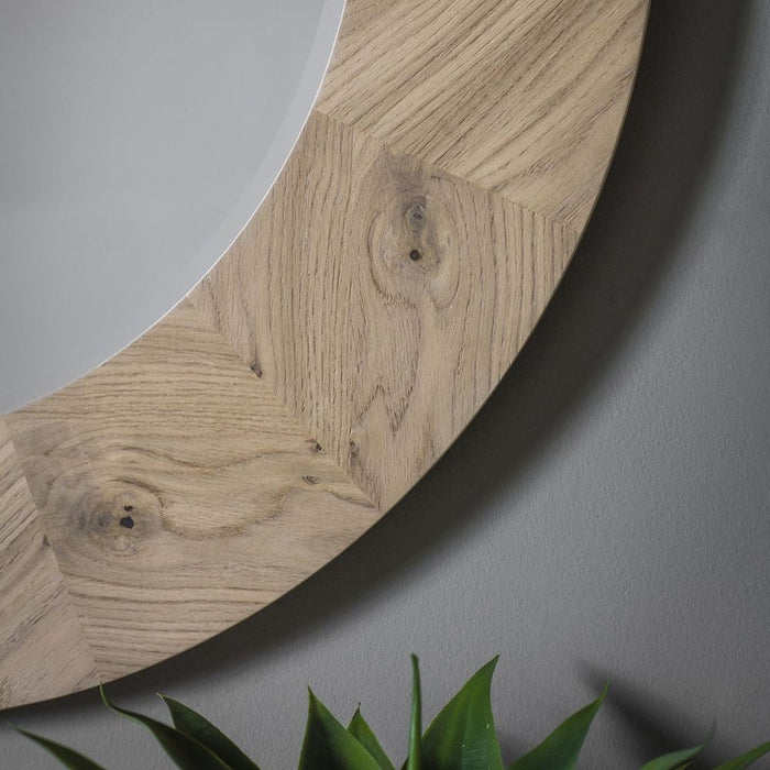 Milano Oak Round Wall Mirror - 90cm x 90cm