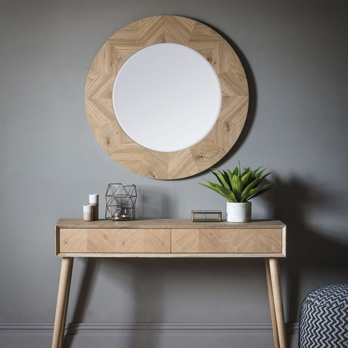 Milano Oak Round Wall Mirror - 90cm x 90cm