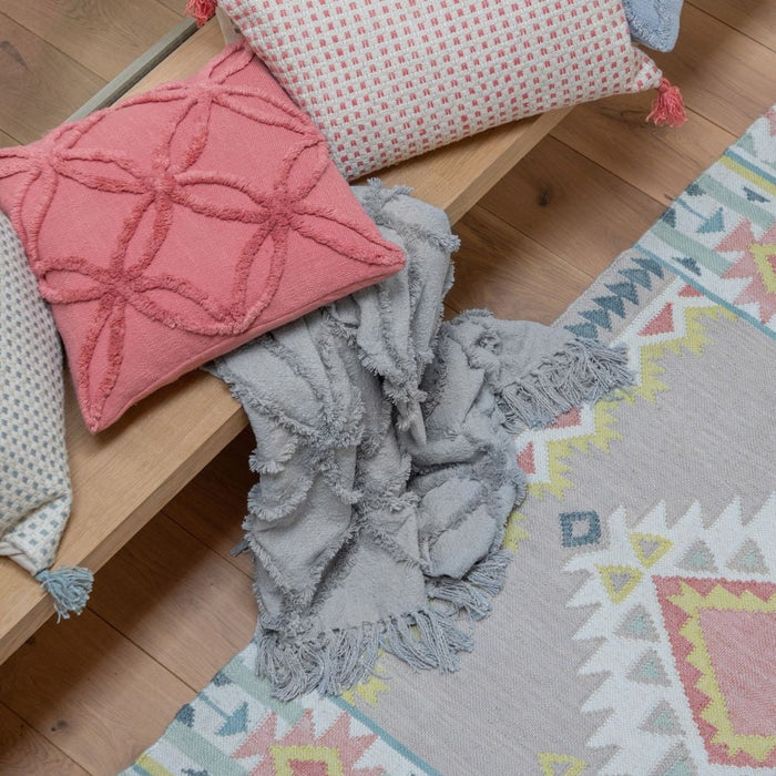Miami Woven Tufted Grey Fabric Throw