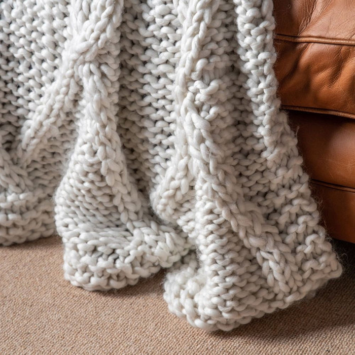 Cable Knit Diamond Cream Fabric Throw