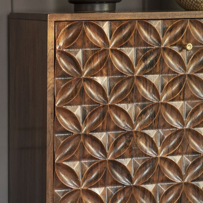 Kerala Carved Acacia Wood 2 Door Cabinet