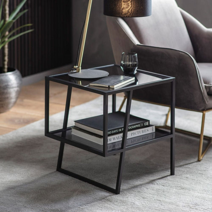 Putney Black Glass Side Table