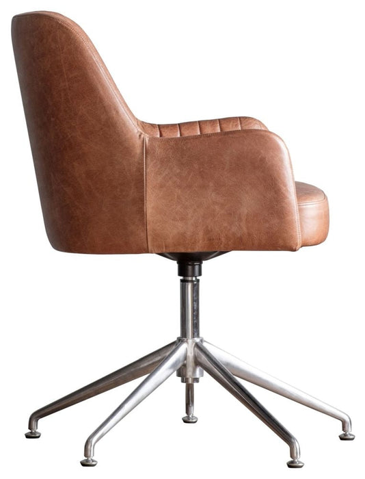 Curie Vintage Brown Leather Swivel Chair