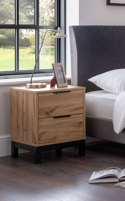 Bali Oak 2 Drawer Bedside Cabinet