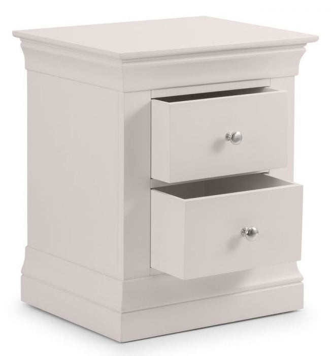 Clermont Light Grey 2 Drawer Bedside Cabinet