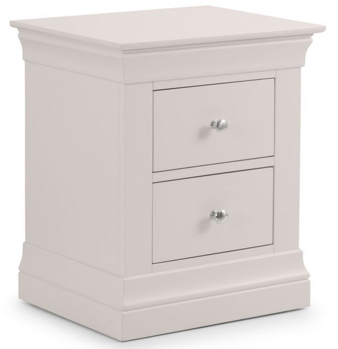 Clermont Light Grey 2 Drawer Bedside Cabinet
