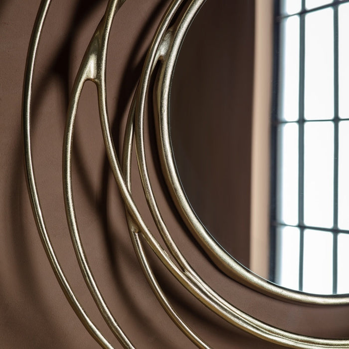 Allende Satin Gold Round Mirror - 100cm x 100cm - Clearance FS307