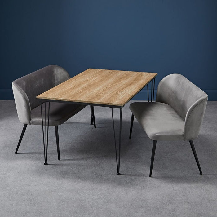 Zara Grey Fabric Dining Bench with Backrest
