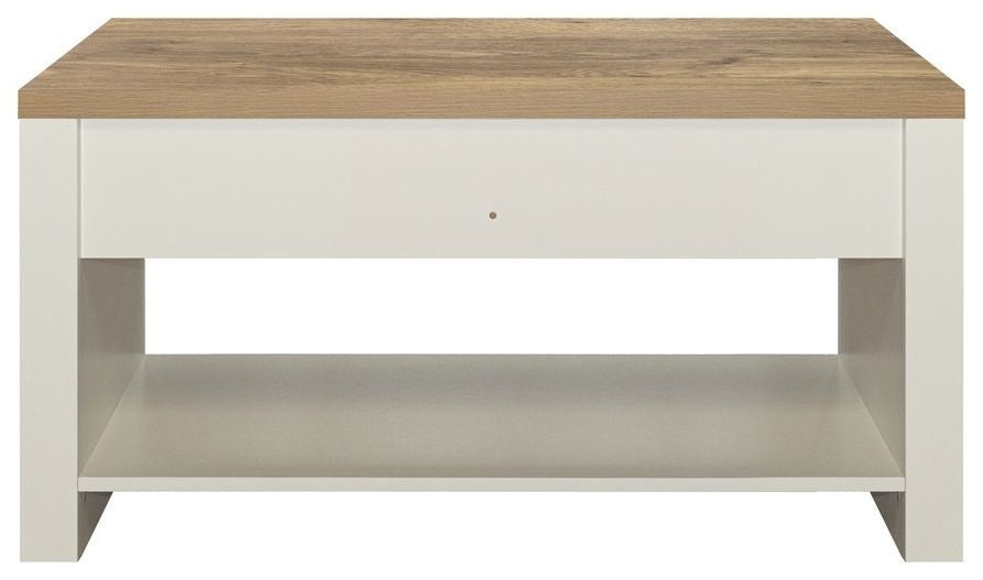 Highgate Cream and Oak Effect Coffee Table - 2 Drawers