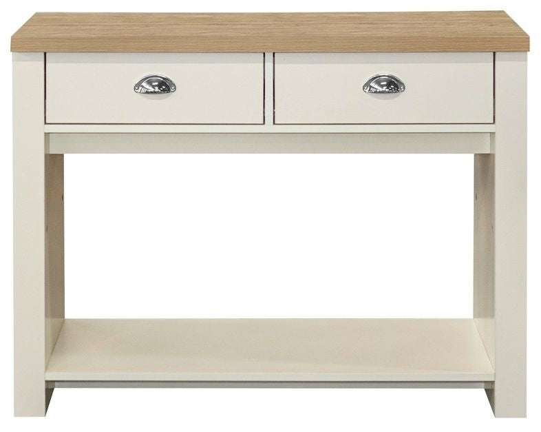 Highgate Cream and Oak Effect Console Table - 2 Drawers