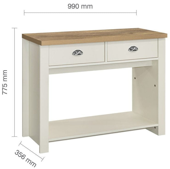 Highgate Cream and Oak Effect Console Table - 2 Drawers