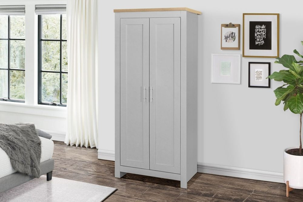 Highgate Grey and Oak Effect Wardrobe - 2 Doors