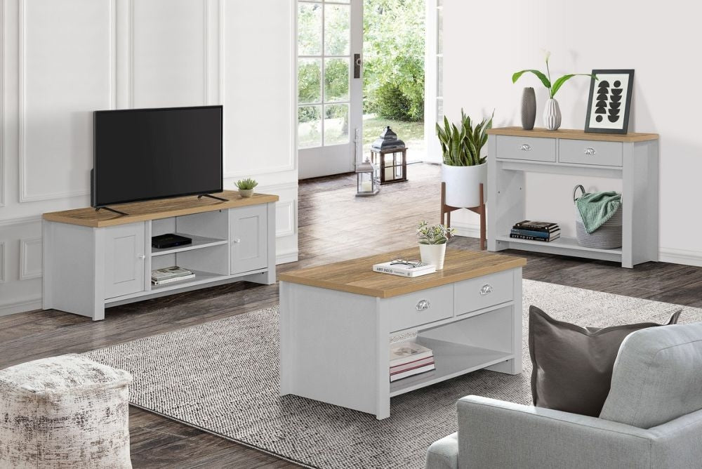 Highgate Grey and Oak Effect Coffee Table - 2 Drawers