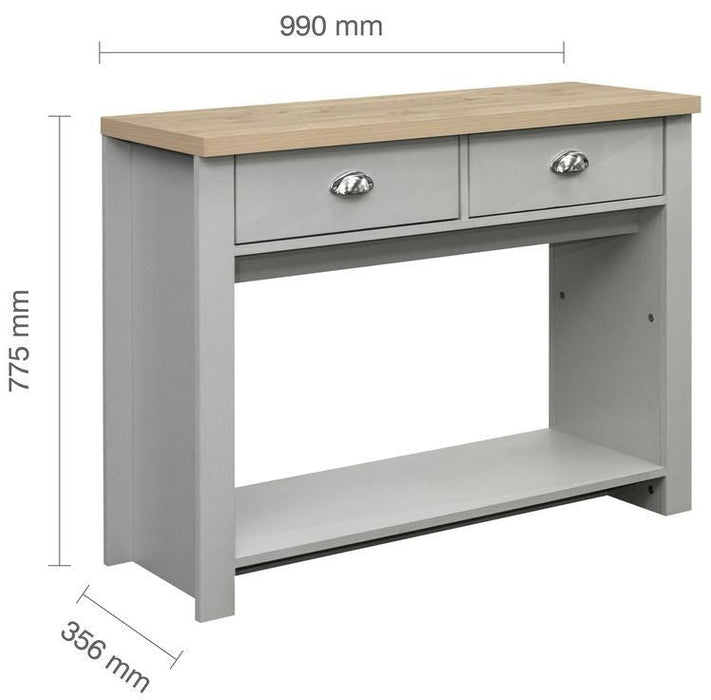 Highgate Grey and Oak Effect Console Table - 2 Drawers