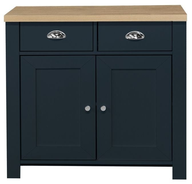 Highgate Blue and Oak Effect Small Sideboard - 2 Doors