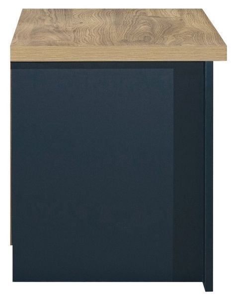 Highgate Blue and Oak Effect Bedside Cabinet - 2 Drawers