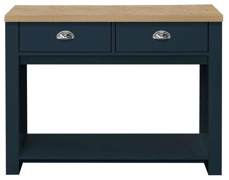 Highgate Blue and Oak Effect Console Table - 2 Drawers