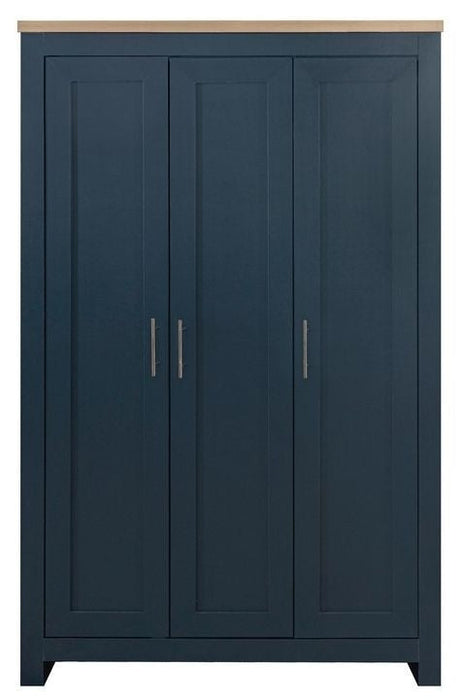 Highgate Blue and Oak Effect Wardrobe - 3 Doors
