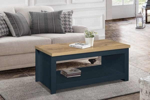 Highgate Blue and Oak Effect 105cm Coffee Table