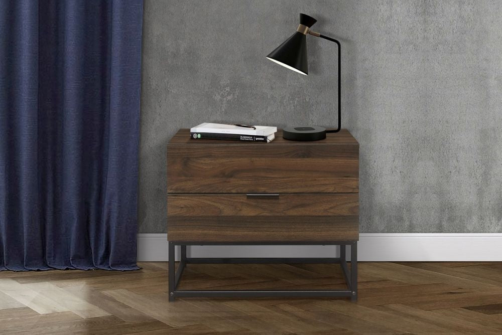 Houston Walnut 2 Drawer Bedside Cabinet
